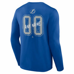 Tampa Bay Lightning - Hustle Personalized Name & Number Long Sleeve T-Shirt Blue