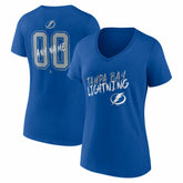 Tampa Bay Lightning - Women's Hustle Personalized Name & Number V-Neck T-Shirt Blue