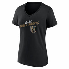 Vegas Golden Knights Women's Hustle Personalized Name & Number V-Neck T-Shirt Black