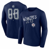 Winnipeg Jets - Hustle Personalized Name & Number Long Sleeve T-Shirt Navy
