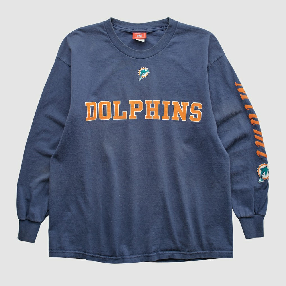 Miami Dolphins NFL 2000s Long Sleeve T-shirt Navy Vintage - Fanatics
