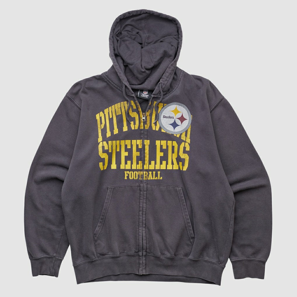 Pittsburgh Steelers NFL 2010s Hooded Full Zip Sweatshirt Gray Vintage - Fanatics