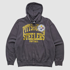Pittsburgh Steelers NFL 2010s Hooded Full Zip Sweatshirt Gray Vintage - Fanatics