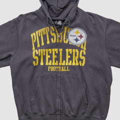 Pittsburgh Steelers NFL 2010s Hooded Full Zip Sweatshirt Gray Vintage - Fanatics