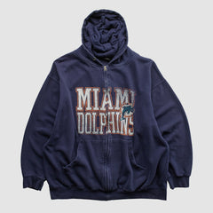 Miami Dolphins NFL 2010s Hooded Full Zip Sweatshirt Navy Vintage - Fanatics