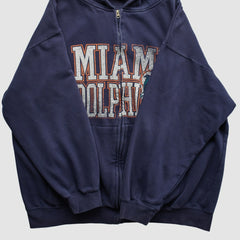 Miami Dolphins NFL 2010s Hooded Full Zip Sweatshirt Navy Vintage - Fanatics
