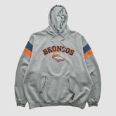 Denver Broncos NFL 2000s Hooded Pullover Sweatshirt Heather Gray Vintage - Fanatics