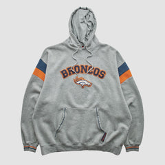 Denver Broncos NFL 2000s Hooded Pullover Sweatshirt Heather Gray Vintage - Fanatics