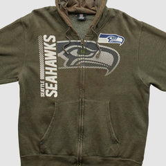 Seattle Seahawks NFL 2010s Hooded Full Zip Sweatshirt Olive Vintage - Fanatics
