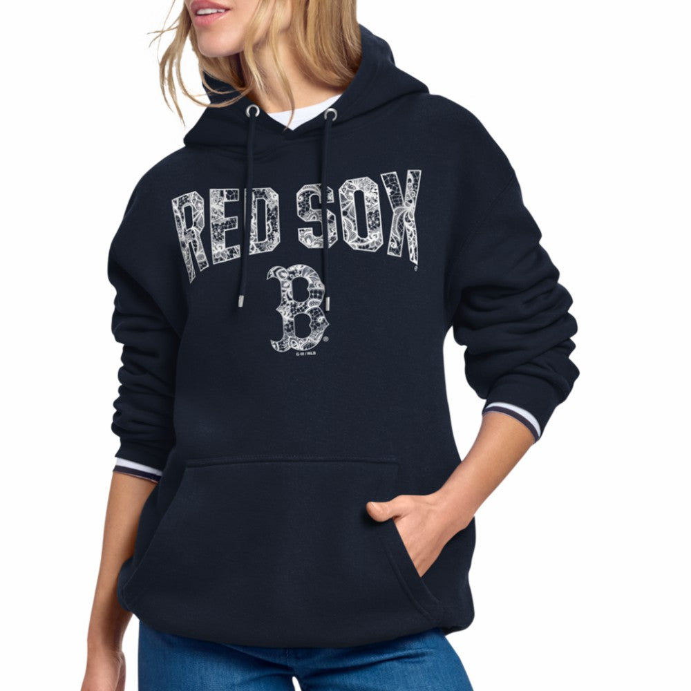 Boston Red Sox Starter Women's Lace Team Lockup Fleece Hoodie Clearance