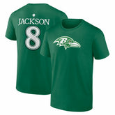 Lamar Jackson Baltimore Ravens St. Patrick's Day Icon Name & Number T-Shirt Green - NFL