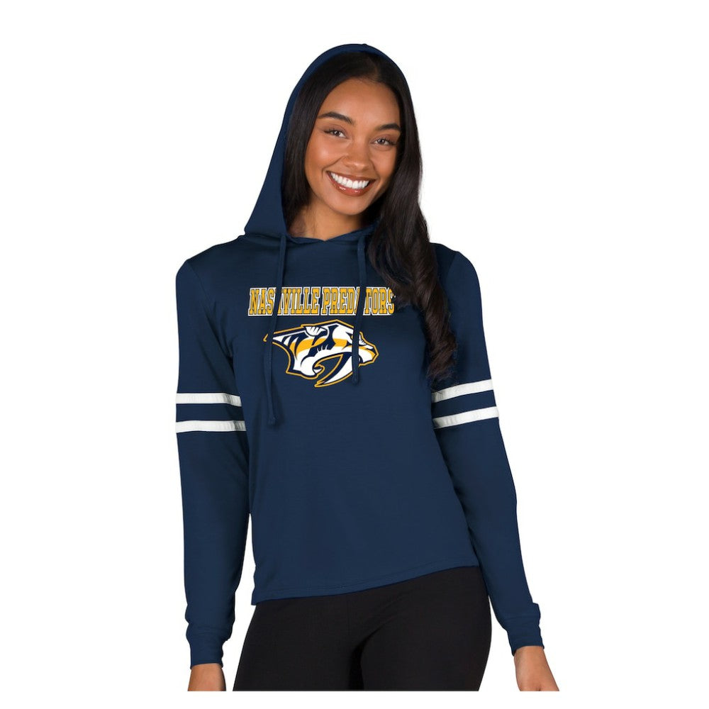Nashville Predators - Concepts Sport Women's Marathon Long-Sleeve Hooded T-Shirt Navy