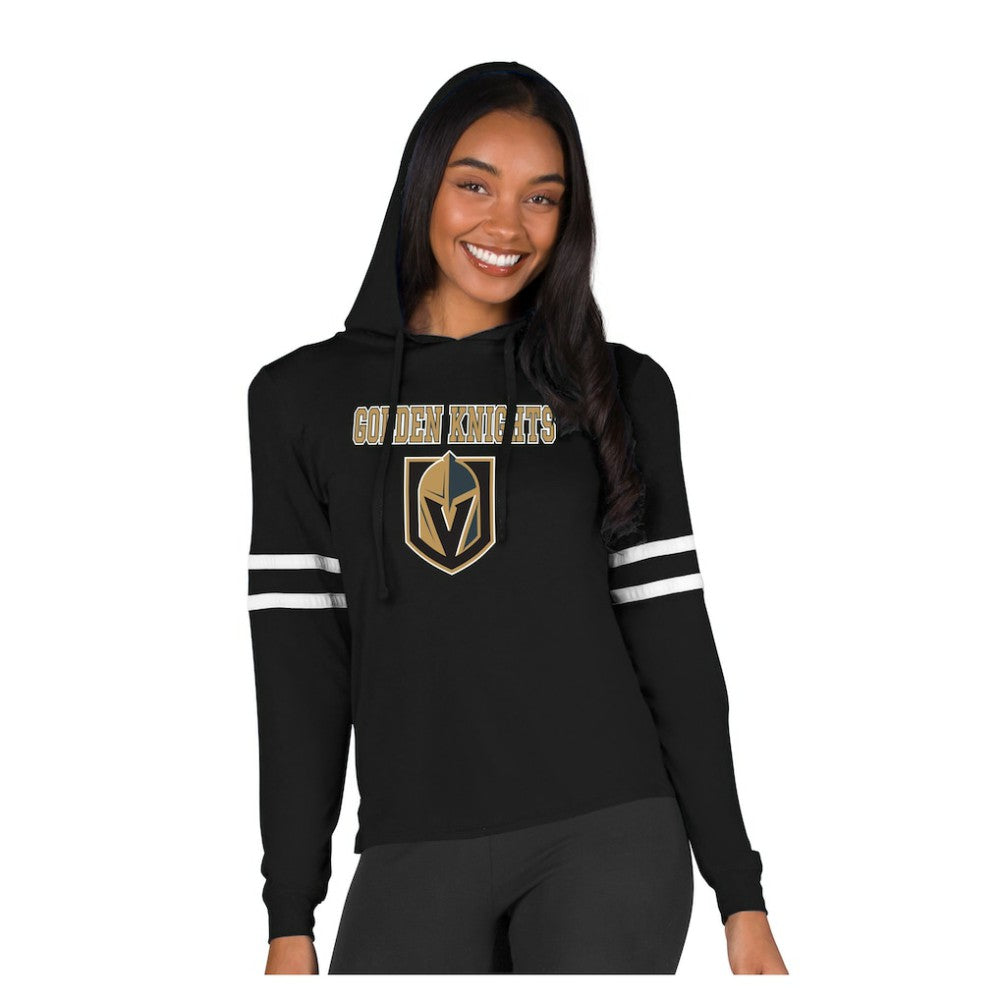 Vegas Golden Knights Concepts Sport Women's Marathon Long-Sleeve Hooded T-Shirt Black