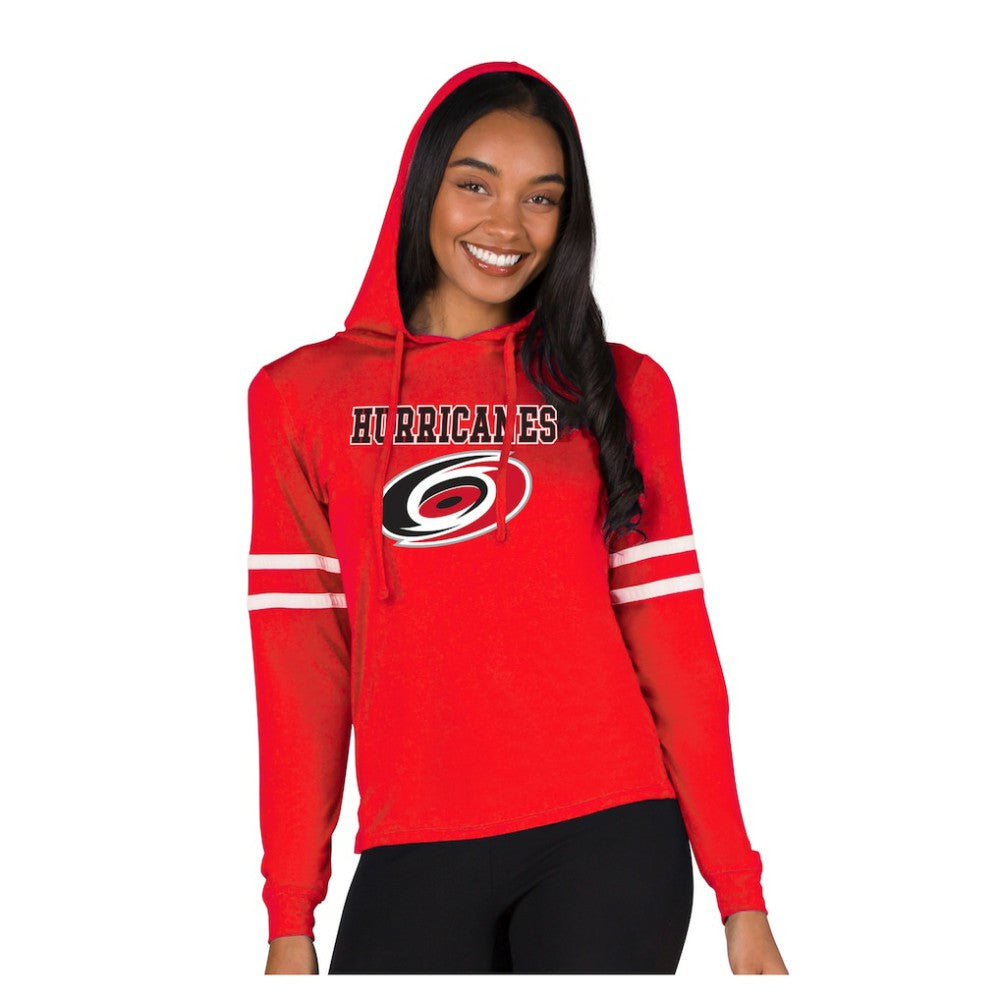 Carolina Hurricanes - Concepts Sport Women's Marathon Long-Sleeve Hooded T-Shirt Red