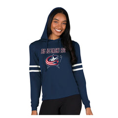 Columbus Blue Jackets - Concepts Sport Women's Marathon Long-Sleeve Hooded T-Shirt Navy