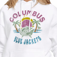 Columbus Blue Jackets - Starter Women's Tonal Beach Hoodie White