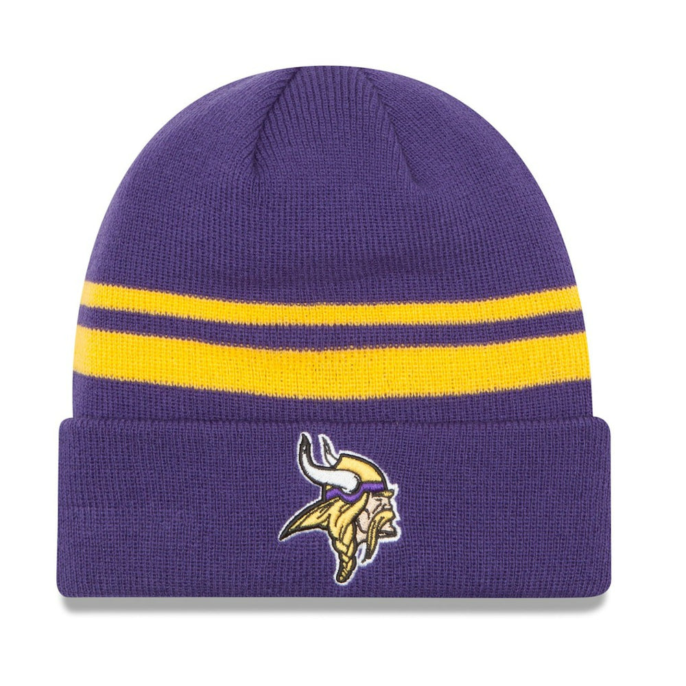 Minnesota Vikings New Era Team Stripe Cuffed Knit Hat Purple - NFL