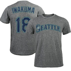 Hisashi Iwakuma Seattle Mariners Majestic Threads Premium Tri-Blend Name & Number T-Shirt On Sale