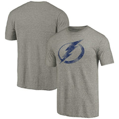 Tampa Bay Lightning - Distressed Team Logo Tri-Blend T-Shirt Ash