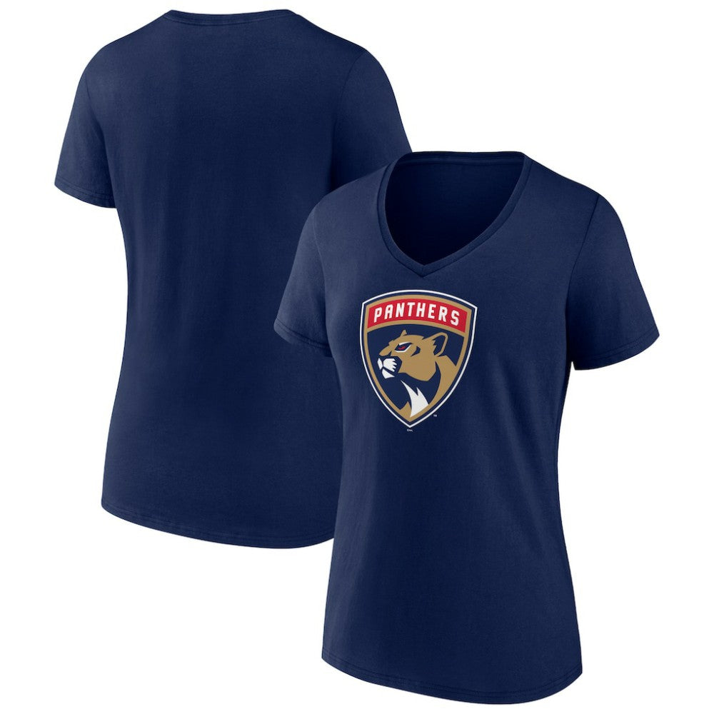 Florida Panthers - Women's Primary Logo V-Neck T-Shirt Navy