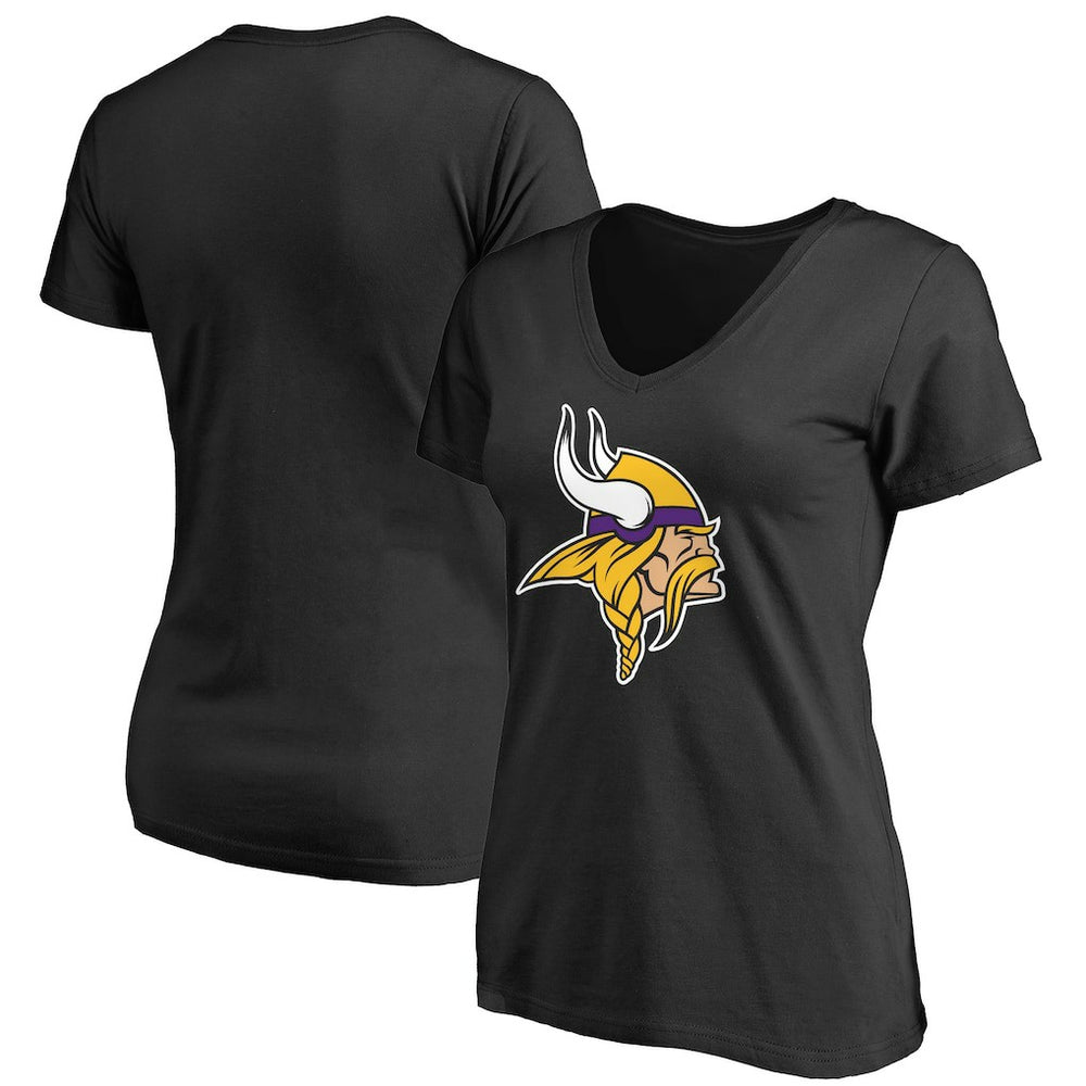 Minnesota Vikings Women's Primary Team Logo V-Neck T-Shirt Black - NFL