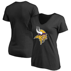 Minnesota Vikings Women's Primary Team Logo V-Neck T-Shirt Black - NFL