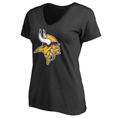 Minnesota Vikings Women's Primary Team Logo V-Neck T-Shirt Black - NFL