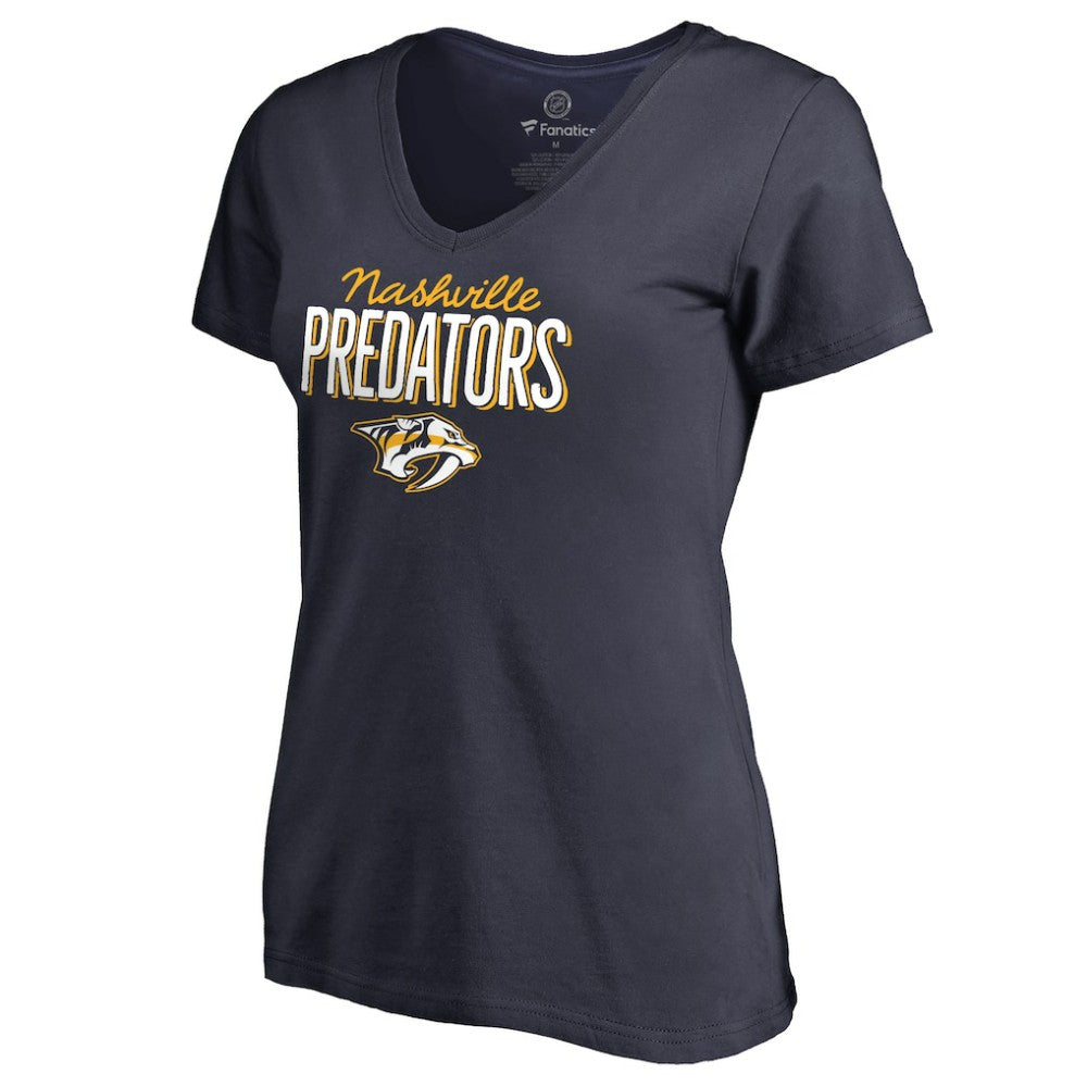 Nashville Predators - Women's Nostalgia V-Neck T-Shirt Navy