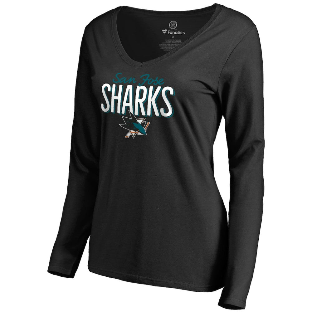 San Jose Sharks - Women's Nostalgia Long Sleeve T-Shirt Black