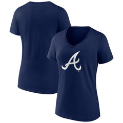 Atlanta Braves Women's Team Color Primary Logo V-Neck T-Shirt for sale