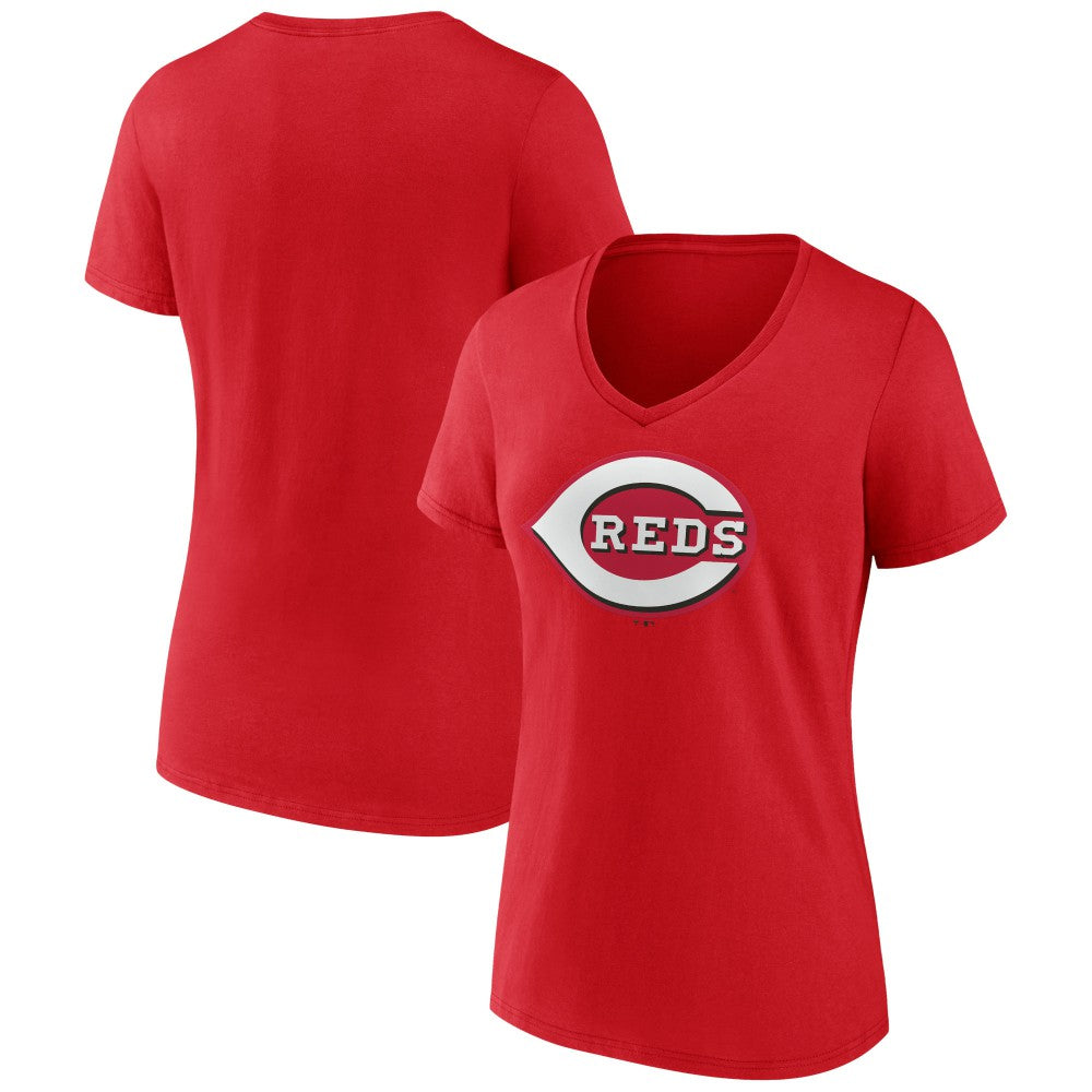 Cincinnati Reds Women's Team Color Primary Logo V-Neck T-Shirt Online
