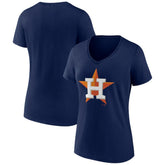 Houston Astros Women's Team Color Primary Logo V-Neck T-Shirt Clearance