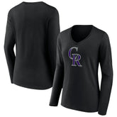 Colorado Rockies Women's Team Color Primary Logo V-Neck Long Sleeve T-Shirt Near Me