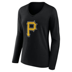 Pittsburgh Pirates Women's Team Color Primary Logo V-Neck Long Sleeve T-Shirt discount