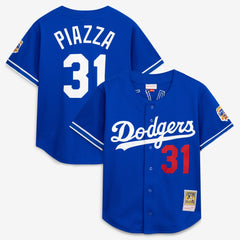 Mike Piazza Los Angeles Dodgers Mitchell & Ness Cooperstown Collection Mesh Batting Practice Button-Up Jersey for sale