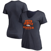 Denver Broncos Women's Faith Family V-Neck T-Shirt Navy - NFL