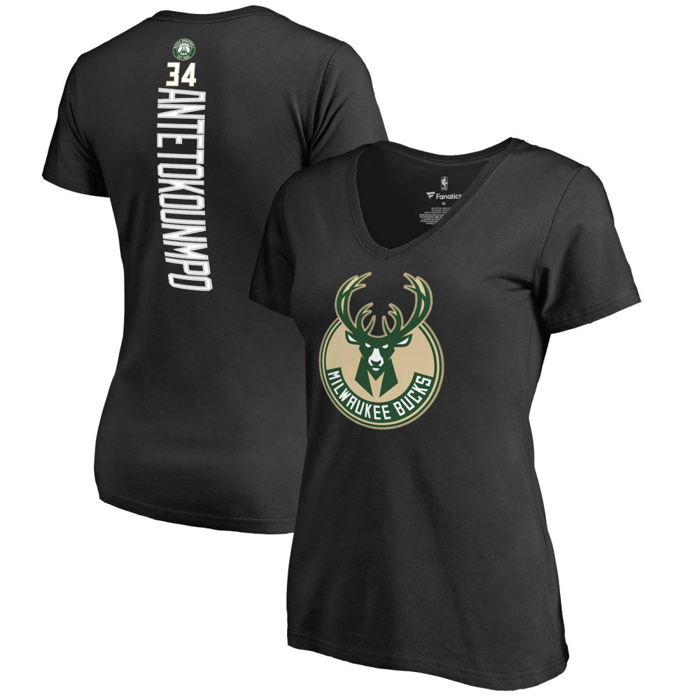 NBA - Giannis Antetokounmpo Milwaukee Bucks Women's Backer T-Shirt - Black