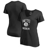 NBA - Brooklyn Nets Women's Primary Logo V-Neck T-Shirt - Black