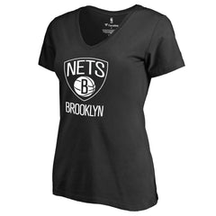 NBA - Brooklyn Nets Women's Primary Logo V-Neck T-Shirt - Black
