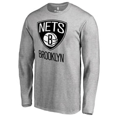 NBA - Brooklyn Nets Primary Logo Long Sleeve T-Shirt - Heather Gray