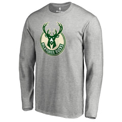 NBA - Milwaukee Bucks Primary Logo Long Sleeve T-Shirt - Heather Gray