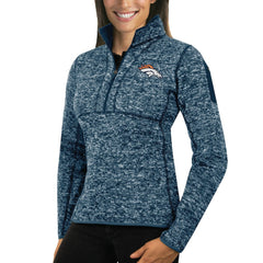 Denver Broncos Antigua Women's Fortune Half-Zip Sweater Heather Navy - NFL