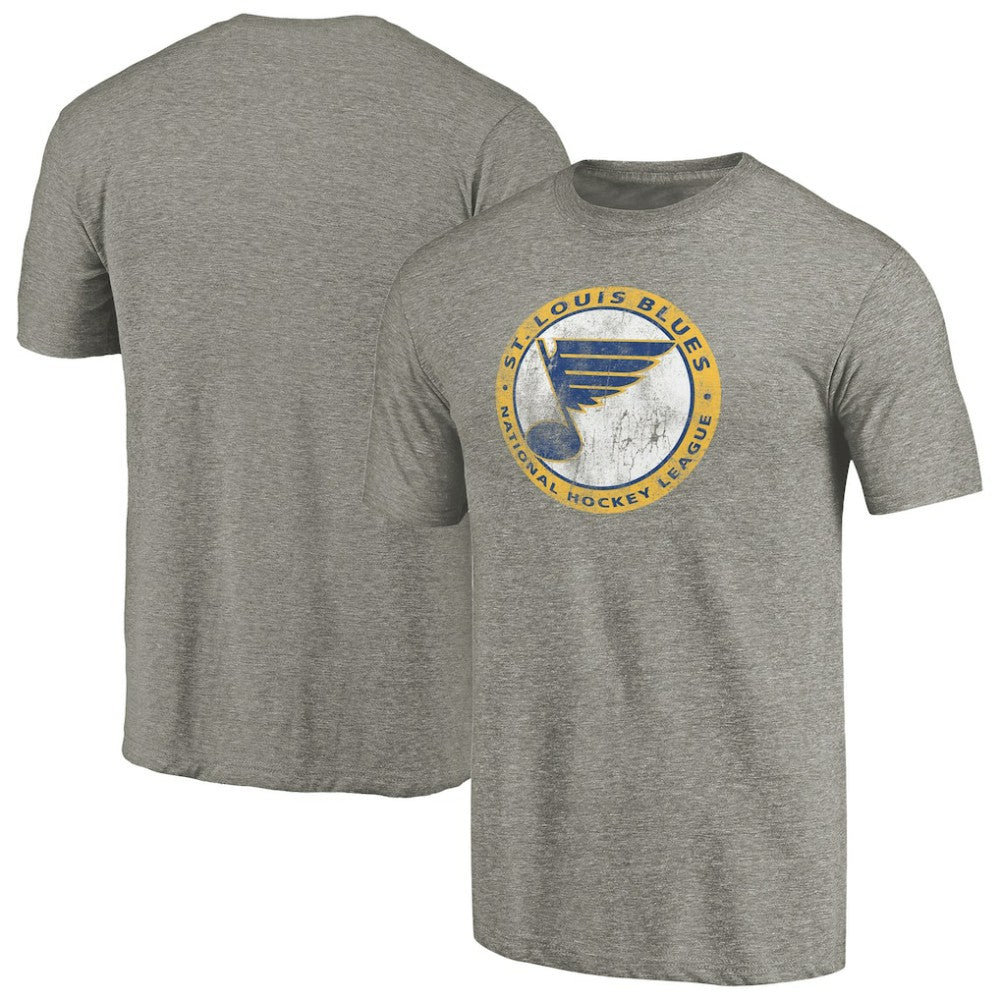 St. Louis Blues - Throwback Logo 1970 Tri-Blend T-Shirt Ash