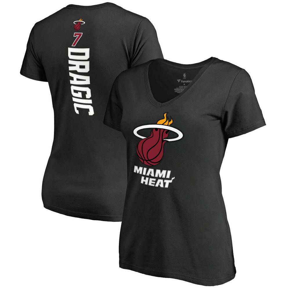NBA - Goran Dragic Miami Heat Women's Backer V-Neck T-Shirt - Black