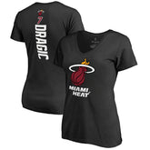 NBA - Goran Dragic Miami Heat Women's Backer V-Neck T-Shirt - Black