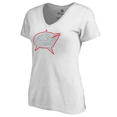 Columbus Blue Jackets - Women's Whiteout V-Neck T-Shirt White