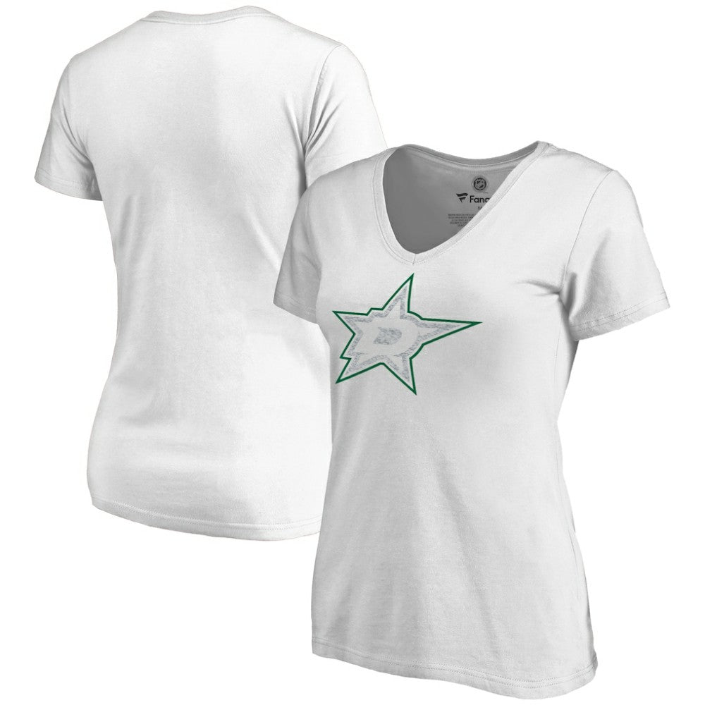 Dallas Stars - Women's Whiteout V-Neck T-Shirt White