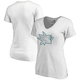 San Jose Sharks - Women's Whiteout V-Neck T-Shirt White