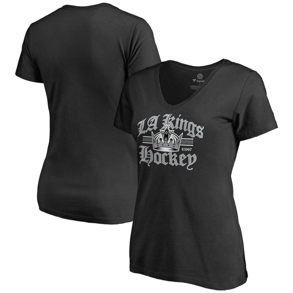 Los Angeles Kings - Women's Hometown Collection The Crown V-Neck T-Shirt Black