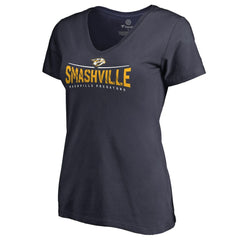 Nashville Predators - Women's Hometown Collection Smashville V-Neck T-Shirt Navy